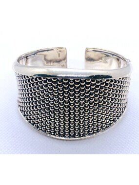 Lagos Caviar Sterling Silver 925 Hinge Bracelet  Cuff 44.5mm Wide 6.6"